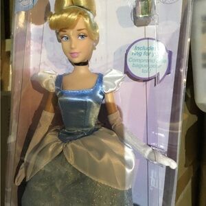 Disney Blue and White Cinderella Disney doll with ring